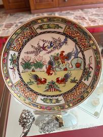 Piatto Porcellana Vintage Orientale "5 Galli"