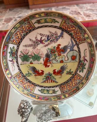 Piatto Porcellana Vintage Orientale "5 Galli"