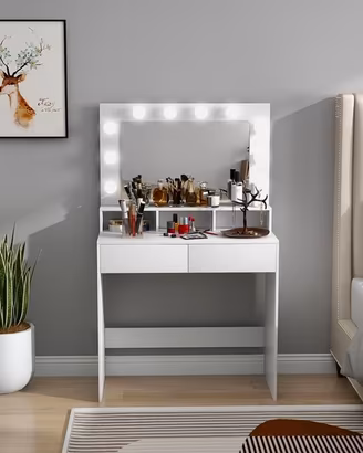 Tavolo per il trucco con specchio e luci
