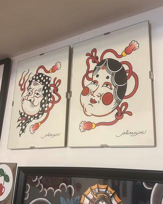 Set Stampe Artistiche Giapponesi Hyottoko & Okame