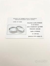 Orecchini oro 18KT diamanti 2.40 VVS G. DAMIANI