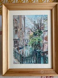 quadretto scorcio Venezia, acquerello su carta