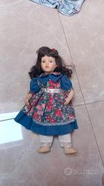 Bambola Porcellana Vintage Grande 48cm Fiori