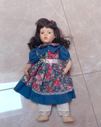 Bambola Porcellana Vintage Grande 48cm Fiori