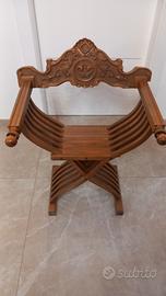 Sedia Savonarola Legno Massello Vintage Pieghevole