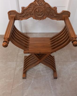 Sedia Savonarola Legno Massello Vintage Pieghevole