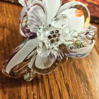 PORTA CANDELA FIORE E GAMBO IN VETRO FINISSIMO DI 
