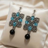 Orecchini vintage Art decò gemme ossidiana nera