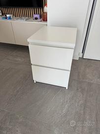 Comodino cassettiera IKEA MALM bianco 2 cassetti