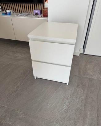 Comodino cassettiera IKEA MALM bianco 2 cassetti