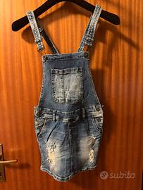 Salopette gonna in jeans donna tg. S effetto used
