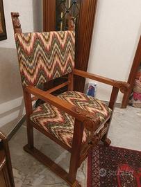 sedia trono da studio noce intaglio