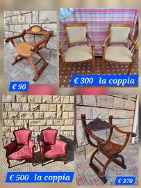 Poltrona barocca damascata Impero Savonarola