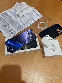 iPhone 16 Pro 128 GB + AirPods + accessori