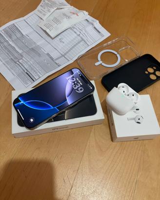 iPhone 16 Pro 128 GB + AirPods + accessori