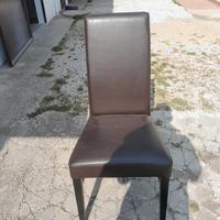 6 sedie in pelle marrone