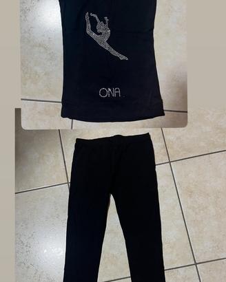 Canotta e leggings neri per bambina 13/14 anni