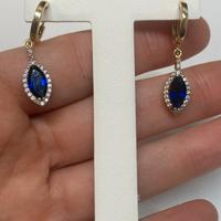 Orecchini oro 14kt e pietre blu