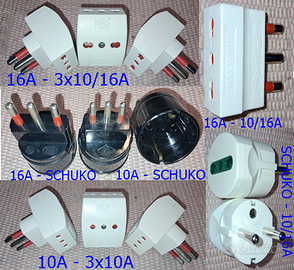 Adattatori e Sdoppiatori prese 10A 16A SCHUKO 16A
