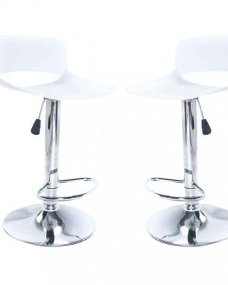 Set 2 Sgabelli Alti Bar Acciaio e Plastica Bianco