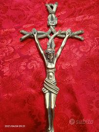 Crocifisso Gesù cristo in pesantissimo bronzo