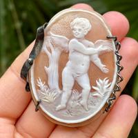 Ciondolo cammeo conchiglia angelo e argento 925