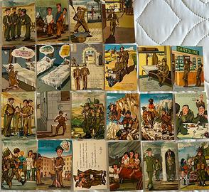 Cartoline Umoristiche Militari vintage nuove