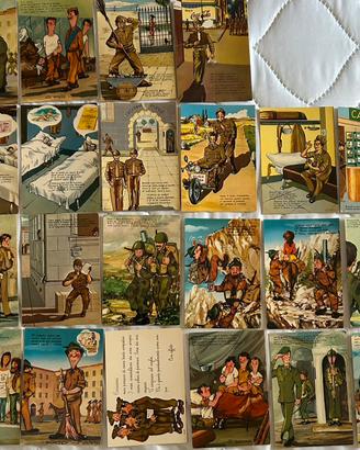 Cartoline Umoristiche Militari vintage nuove