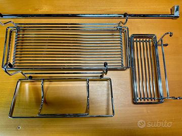 Set barra acciaio 3 3 mensole agganciabili cucina