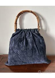 Borsa a mano Vintage anni 70 in velluto a coste e