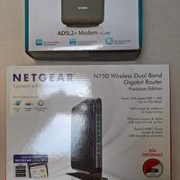 Modem D-Link DSL-320B e Router Netgear N750