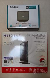 Modem D-Link DSL-320B e Router Netgear N750