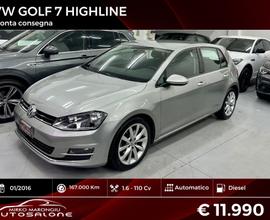 VW GOLF 7 1.6 TDI 110 CV DSG Highline FINANZIABILE