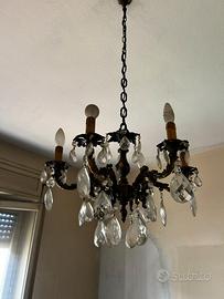 Lampadario vintage con gocce in cristallo – Ø 50cm