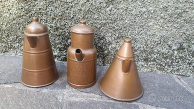 tris caffettiere vintage in rame - bricchi d’epoca