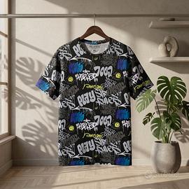 Terranova, t shirt, graffiti, nero, XL