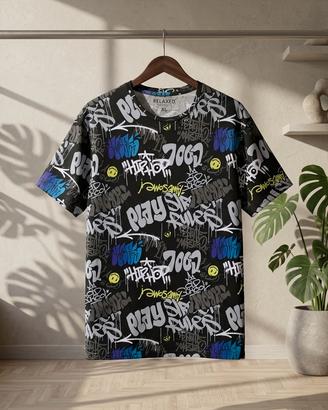 Terranova, t shirt, graffiti, nero, XL