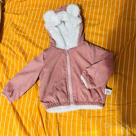 Felpa giubbotto bimba 3-6 mesi cappuccio imbottita