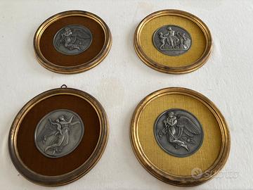 Set 4 quadri tondi peltro