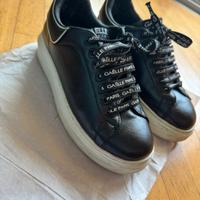 GAELLE PARIS SCARPE DONNA SNEAKERS PELLE NERO 