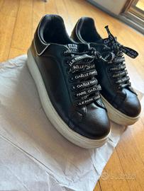 GAELLE PARIS SCARPE DONNA SNEAKERS PELLE NERO 