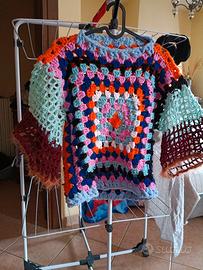 Maglia misto lana lavorazione a uncinett man.3/4