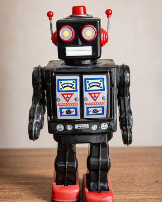 Robot vintage in latta con scatola originale