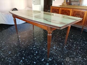 Tavolo in vetro e legno - Vetrina 5ante e specchio