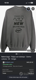 Balenciaga felpa con stampa  uomo cotone grigia