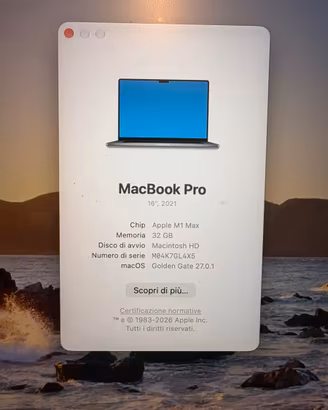 Apple MacbookPro 16 pollici 2021 M1 Max