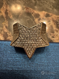 Anello stella hip-hop ice out argento ghiacciato