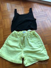 Completo pantaloncini + top bambina 8 anni