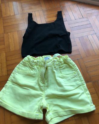 Completo pantaloncini + top bambina 8 anni
