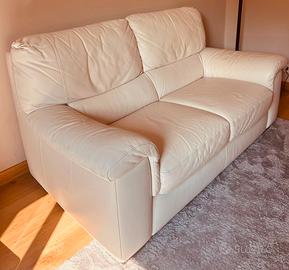 Divano in vera pelle bianco + copridivano Caleffi